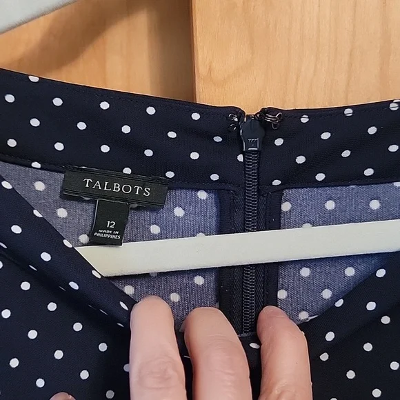 Talbots Blue White Polka Dot Dress - Picture 7 of 12